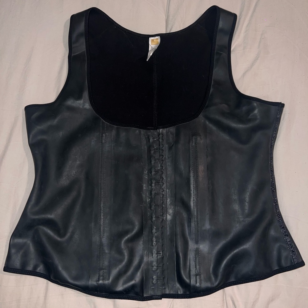 Like NEW Ann Chery Black Latex Shapewear Vest Corset